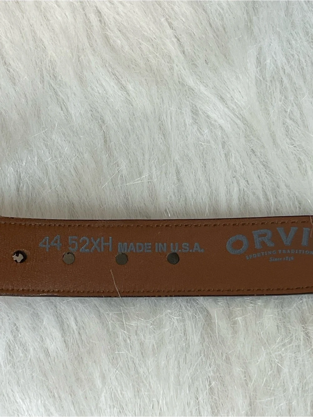 Orvis Surcingle navy and red cotton webbed belt with leather and brass 44